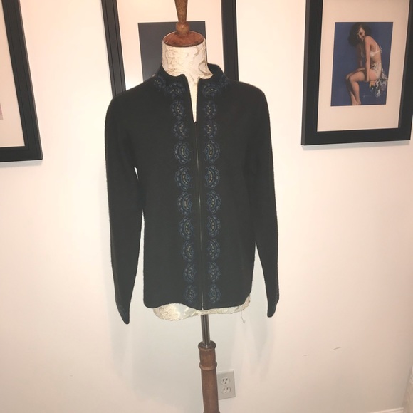 Deep Green Pendleton Wool Zip Cardigan Size small - Picture 4 of 5